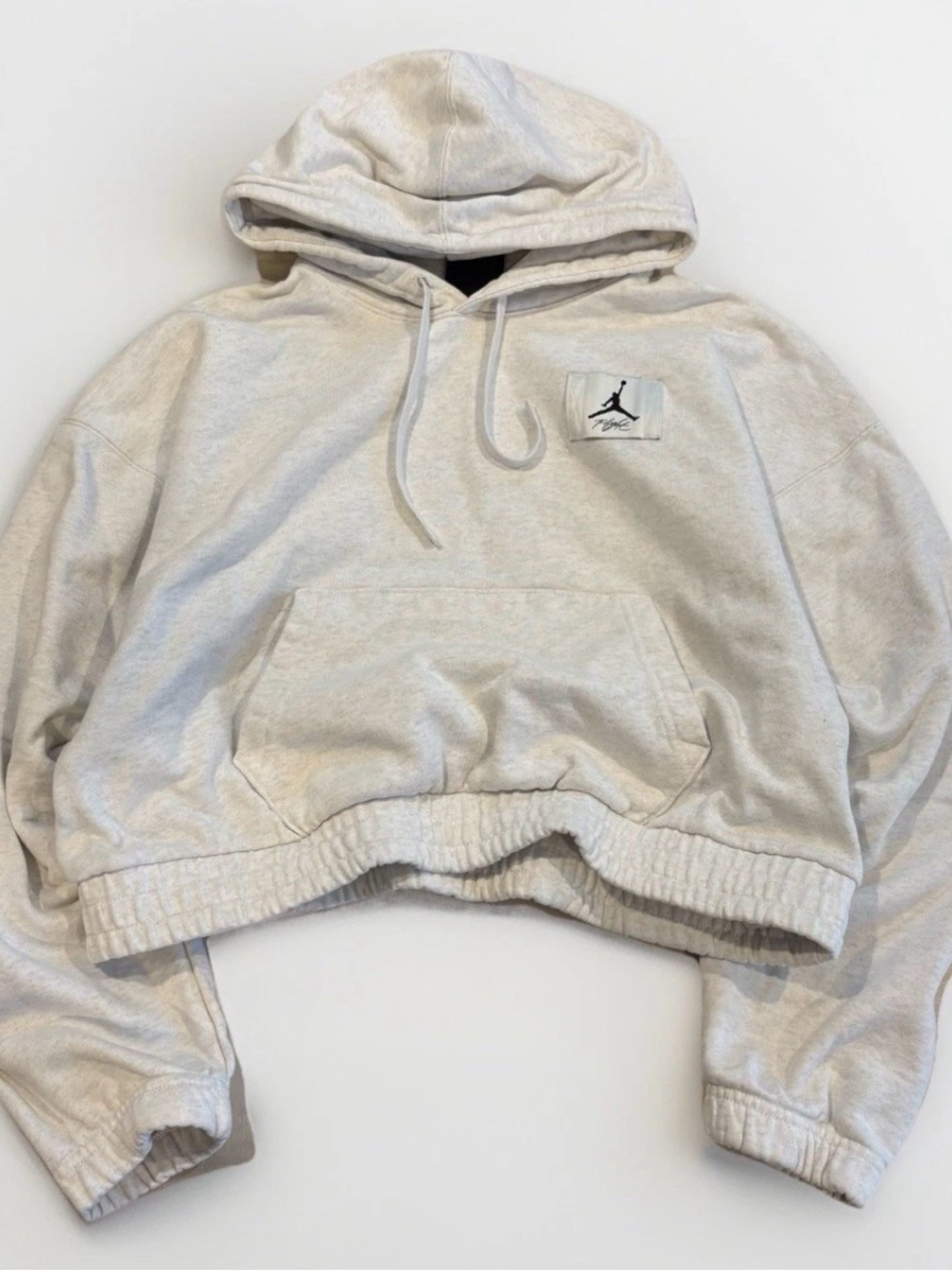 Jordan Off-White Cropped Sweatshirt Hoodie - Size Small - Oversized/Boxy